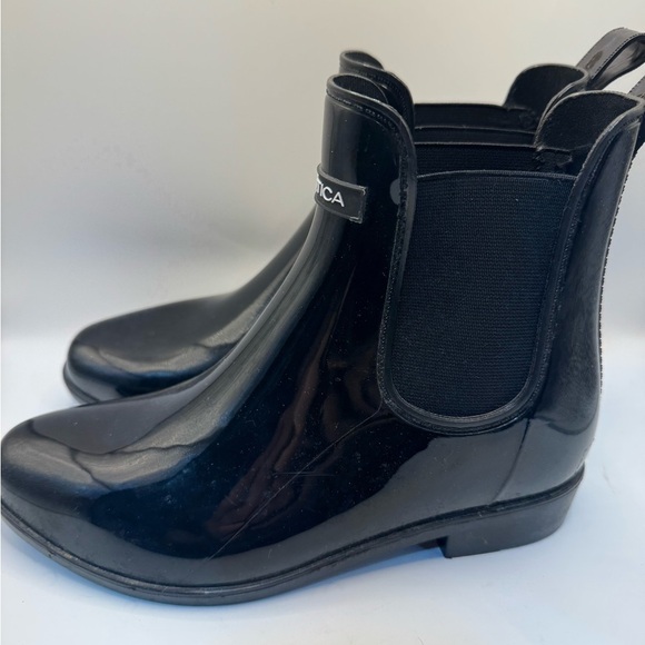 Nautica Black Winter Rain Boots Waterproof Ankle Design - Picture 4 of 6